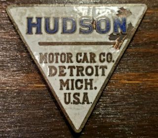 Hudson Radiator Car Emblem Rare Vintage Enamel Porcelain Sign Badge