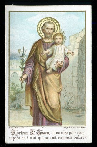 Antique Holy Card Of St Joseph And Jesus
