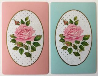 Vintage Swap/playing Cards - Roses In Oval Frame -