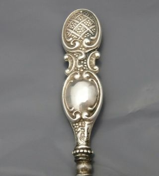 1910 Sterling Silver Handled Button Hook,  Birmingham Hallmark By Wm - Very Ornate