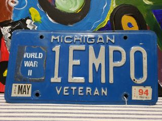 Michigan World War Ii Usa Military License Plate Tag Sign Vanity Veteran Empo