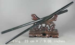 100 / Natural Color Jade A Chinese Chopsticks 23 Cm / 9.  06 Inches Rn