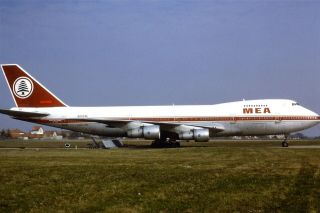 35mm Colour Slide Of Mea Boeing 747 - 2b4b N202ae