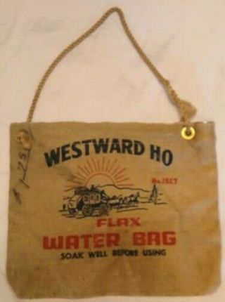 Vintage Westward Ho Desert Flax Water Bag For Radiator No.  1527 Stagecoach Logo