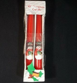 Christmas Taper Candles Snowman Snowmen Red 10 Inch