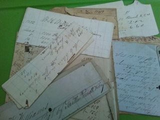 Group Of Small Handwritten Documents,  1870 