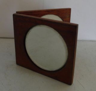 Vintage Hawaii Wooden Mirrored Compact Hawaiian Koa Wood Pocket Folding Mirror