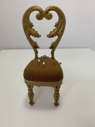 Vintage Chair Pin Cushion Ornate French Provincial Style