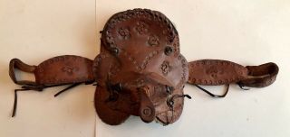 Antique / Vtg Unique Salesmans Sample Hand Tooled Leather Western Saddle
