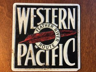 Vintage 1950’s Small Tin Western Pacific Railroad Sign,  Post Cereal