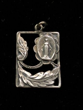 Vintage Sterling Silver Immaculate Mary Catholic Medal Charm