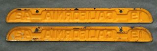 California.  1942.  License Plate Metal Registration Tab / Tag.  MATCHED PAIR. 2