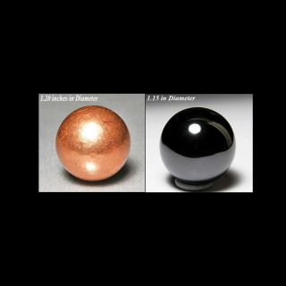 Magnetic Made Magnetite Sphere & Native Copper Metal Sphere - Scb