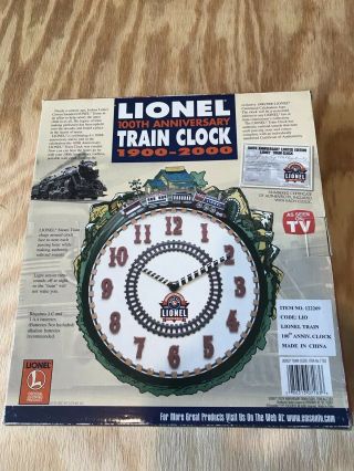 Lionel 100th Anniversary (1900 - 2000) Limited Edition Wall Train Clock 5