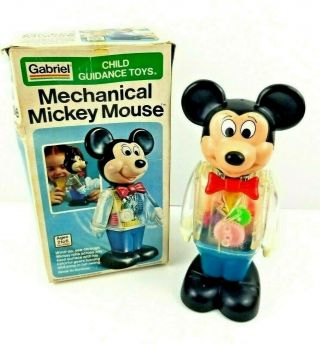 Vintage Gabriel Mechanical Mickey Mouse Wind Up Robot Toy 1978