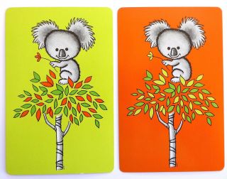 Pair Vintage Swap Cards.  Koala In Gum Tree.  Australia.  Gilt Edge Congress.