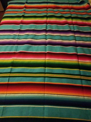 Vintage Authentic Mexican Blanket Large 58 " X 81 " Handcrafted