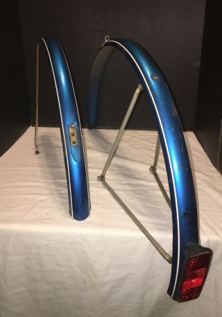 Vintage Schwinn Suburban Mens Bicycle Fenders Front And Back With Reflector