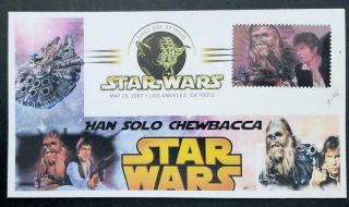 Star Wars 40th Anniversary Fdc Han And Chewie Djs Photo Collage Yoda Cancel