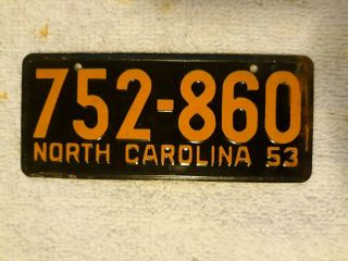 1953 Miniature License Plate North Carolina 5 By 2 1/4