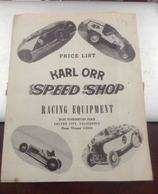 1940s Karl Orr Speed Shop Auto Racing Price List Culver City California Ct News