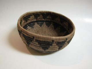 Vintage Coiled Woven Native American Indian Basket 3 " Tall.  7 " Diameter
