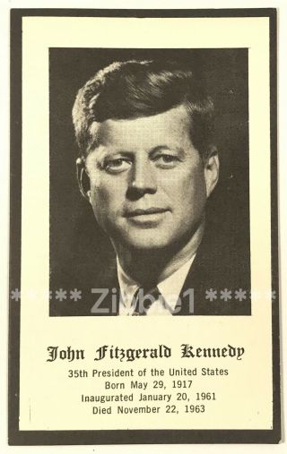 John F Kennedy,  Vintage Holy Devotional Funeral Prayer Card