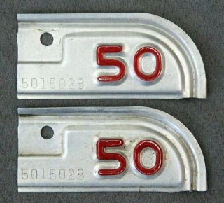 California.  1950.  License Plate Metal Registration Tab / Tag.  Matched Pair.