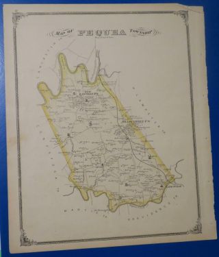 Orig 1875 Hand - Colored Map Of Pequea Township,  Lancaster County,  Pa,  Owners,  Acreage