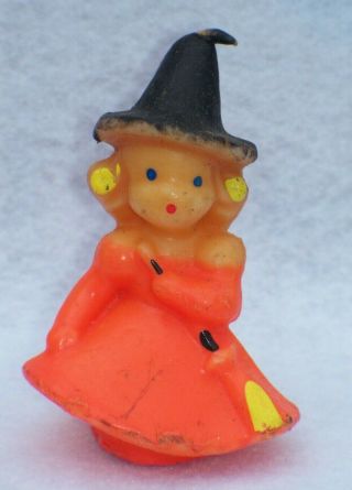 Vintage Halloween Orange Little Girl Witch Gurley Candle