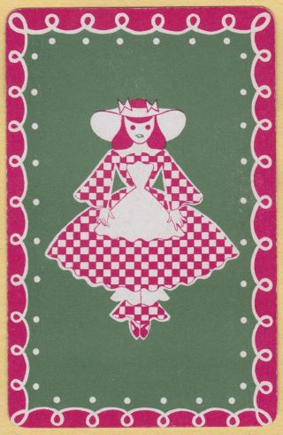 2 Single VINTAGE Swap/Playing Cards GIRL IN CHECKS & PANTALOONS ID ' SUZY WS - 8 - 53 2