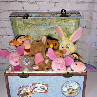 Disney Winnie The Pooh Keepsake Chest & 11 Stuffed Plush Owl,  Rabbit,  Pooh Mattel