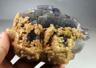 411 Grams Color Change Fluorite With Calcite Specimen From Pakistan