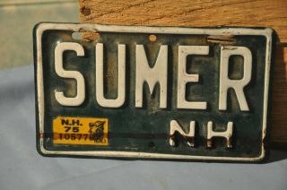 Vintage Collectible Motorcycle Vanity License Plate Hampshire 1975
