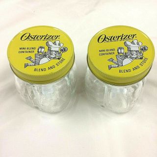 Two (2) Vintage Oster Osterizer 1/2 Pint Jars With Lids -