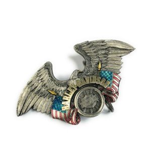 Vintage Harley Davidson Motorcycle Eagle American Flag Silver Metal Belt Buckle