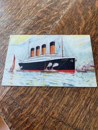 Rare Early 1900’s Postcard White Star Line Rms Olympic W/ Writing About The Ship