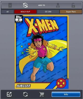 Topps Marvel Collect - Retro X - Men Jubilee 1st Printing 250cc Digital