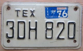 Texas 1976 Motorcycle License Plate Quality 3dh 820