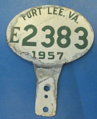 1957 Fort Lee Virginia License Plate Attachment