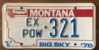 Montana Ex Pow Prisoner Of War License Plate Cool Number 321