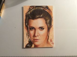 Slave Leia Star Wars Hand Made Drawing Sketch Card Aceo By Artist