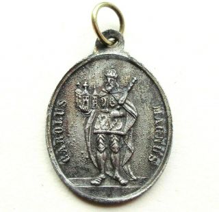 Rare 19th Century Antique Medal To Charles The Great & Sanctuary Of Aachen