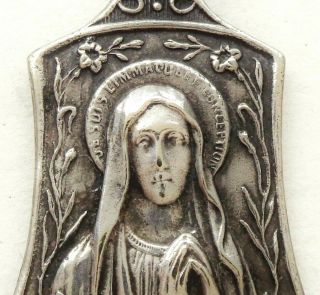 Art Nouveau Antique Medal Pendant To Immaculate Mary - Notre Dame Of Lourdes