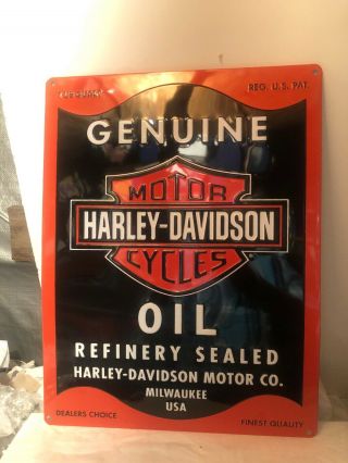 Harley Davidson Motor Cycle Metal Round Sign Ande Rooney Oil Can