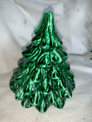 Vtg Ceramic Green Christmas Tree Holiday Napkin Holder Retro Kitchen Card Holder
