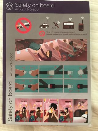 Airline Safety Card Virgin Atlantic Airlines Airbus 340 - 600