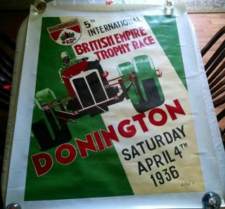 Vintage Racing Poster - - Tom Cibort - - 5th Internation British 1936 - - 48 " X 38 " (nr)