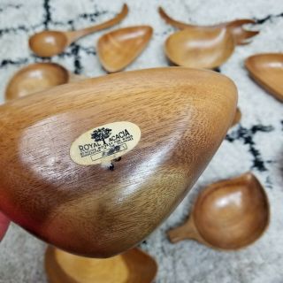 VTG Royal Acacia Monkey Pod Carved Wood Tiki Serving Bowls Utensils 11 Pc Set 5