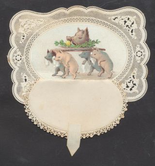 C4819 Victorian Goodall Xmas Card: Pigs Mourning Boar 2